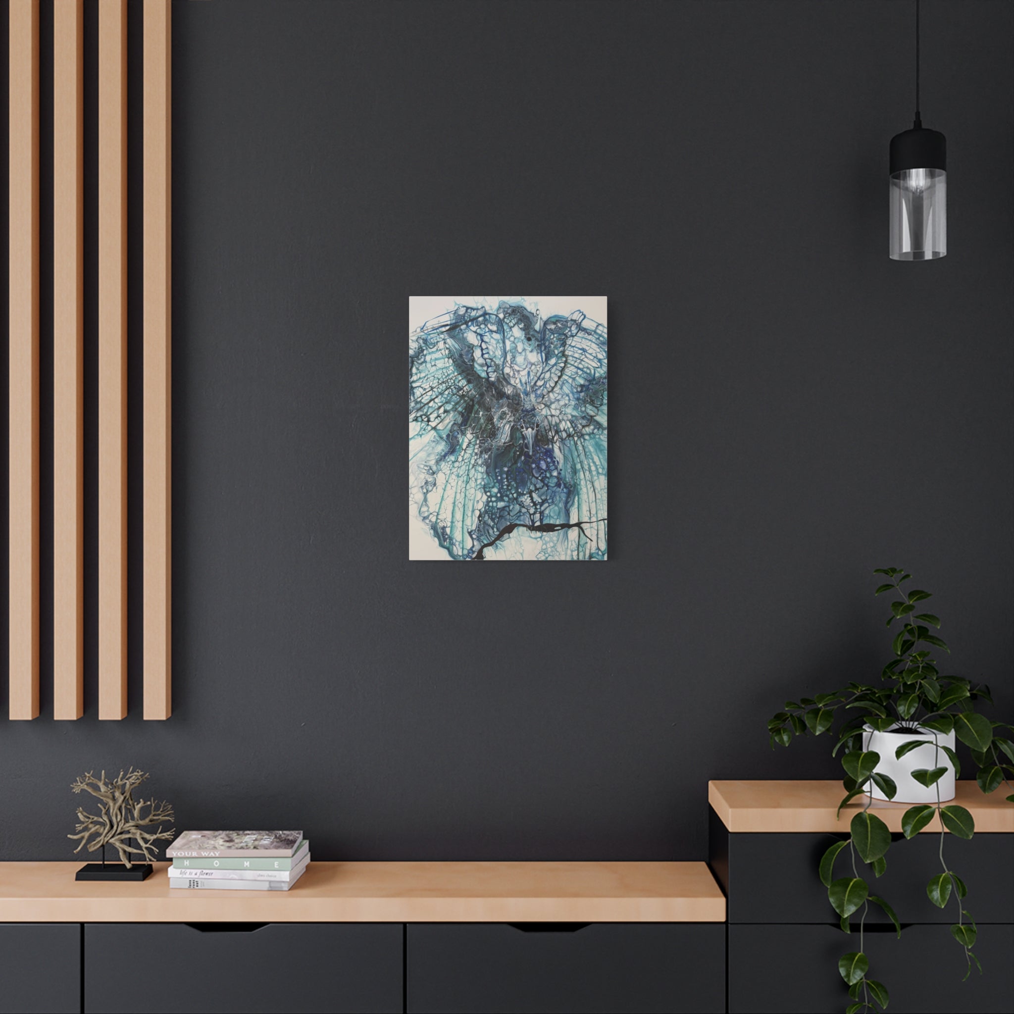 Phoenix – Abstrakter Vogel in Blau | Kraftvolle moderne Kunst | Spiritueller Leinwanddruck | Aufstieg & Erneuerung
