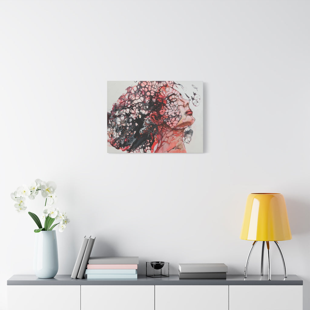 Essence of a Woman – Ausdrucksstarke abstrakte Frauenkunst | Rotes Leinwandbild | Moderne Figurative Art