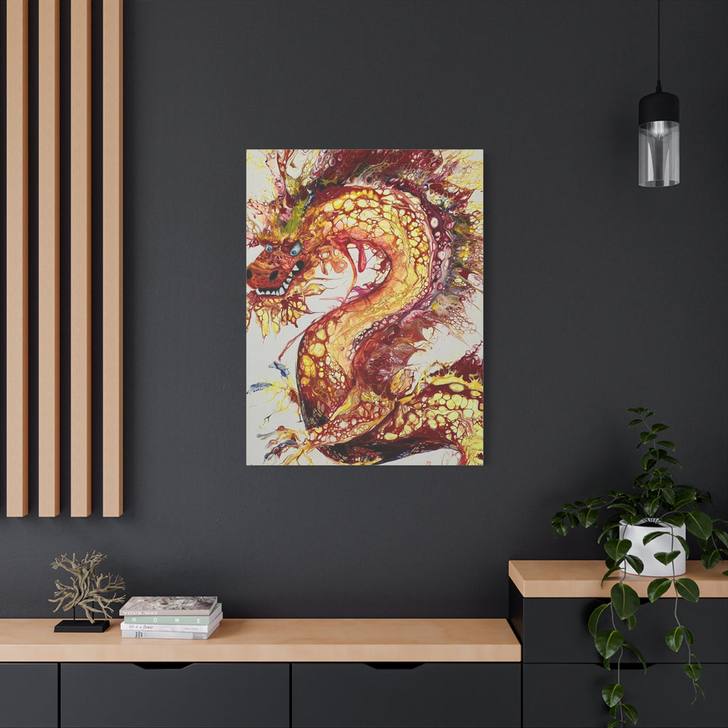 Dragon of Weifang – Fluid Art Drache, moderne Mythologie Leinwanddruck