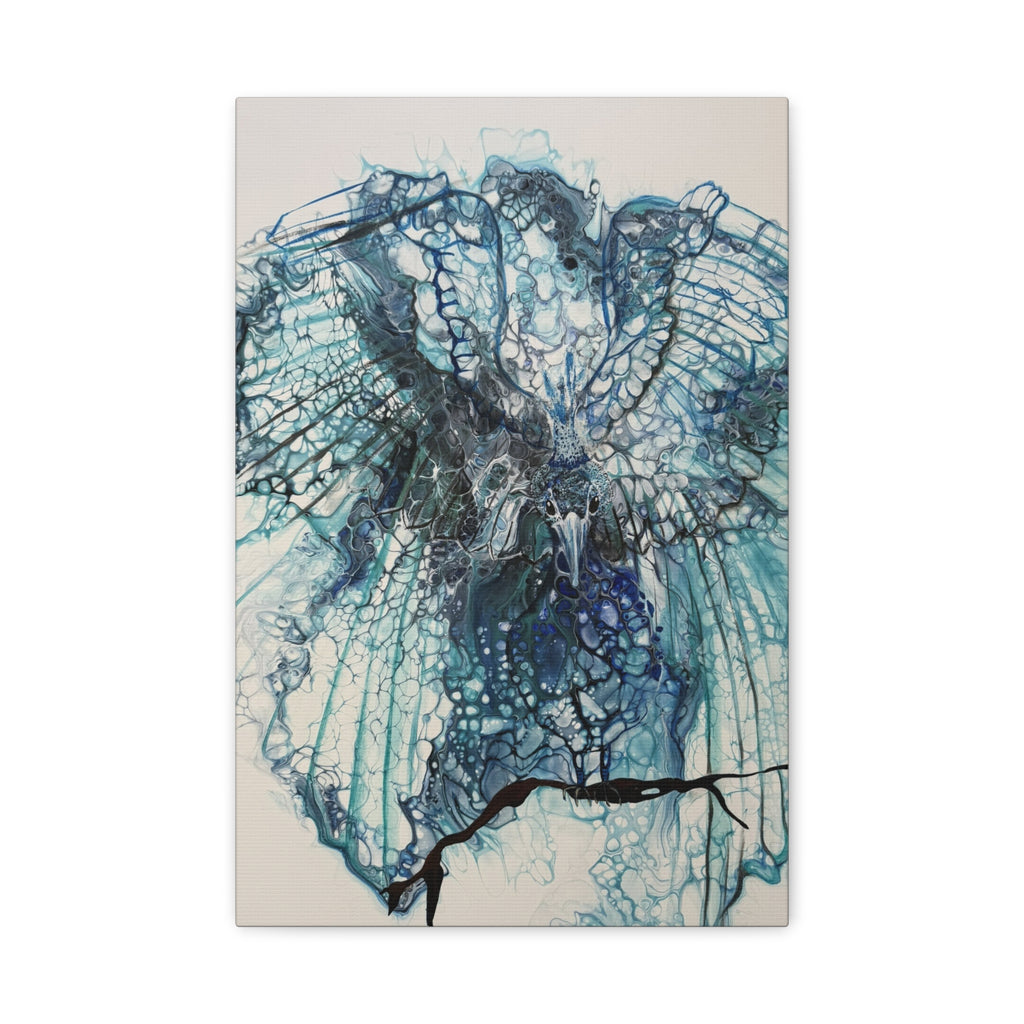 Phoenix – Abstrakter Vogel in Blau | Kraftvolle moderne Kunst | Spiritueller Leinwanddruck | Aufstieg & Erneuerung