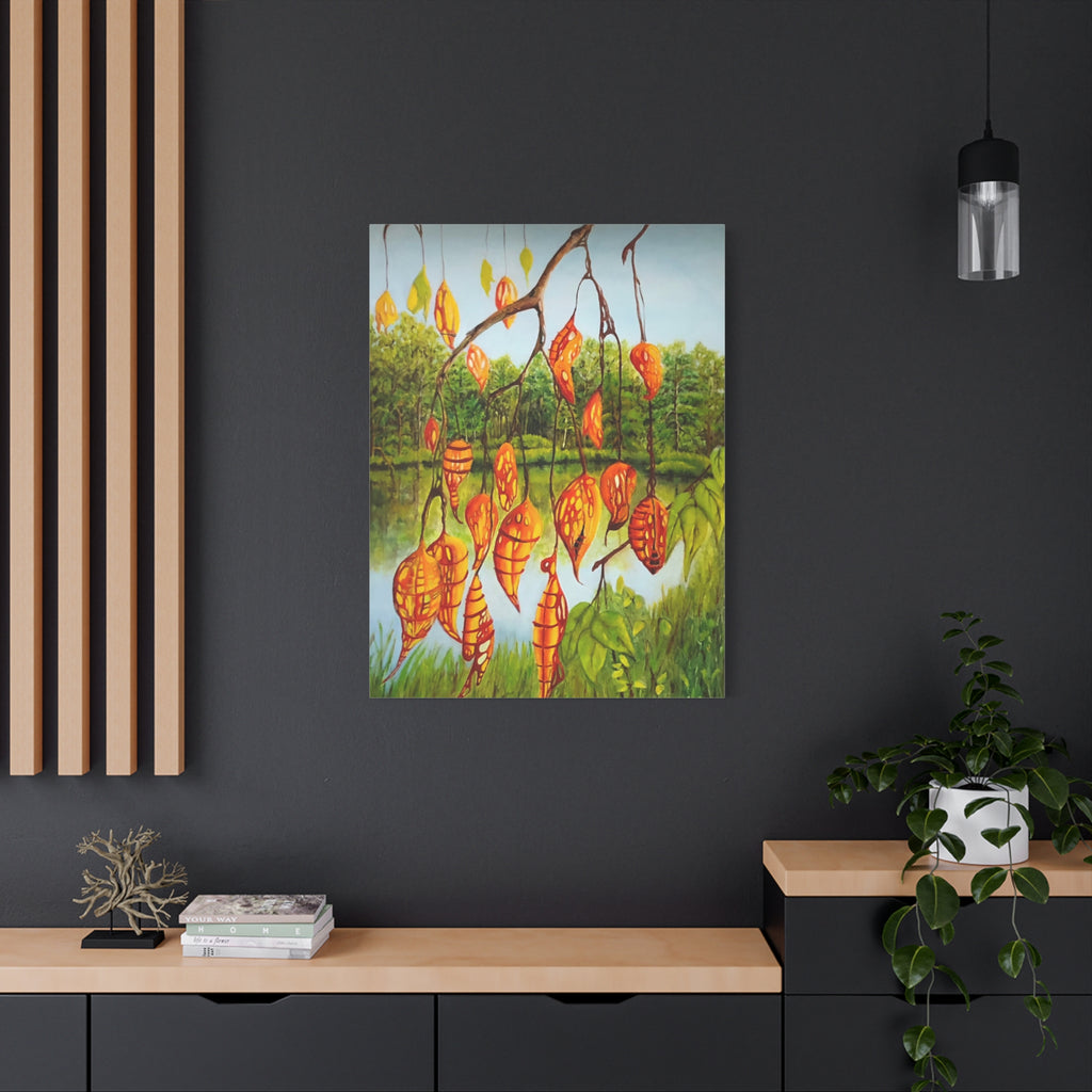 Baum der verbotenen Früchte – Fantasievolle Landschaft mit leuchtenden Früchten / Leinwanddruck