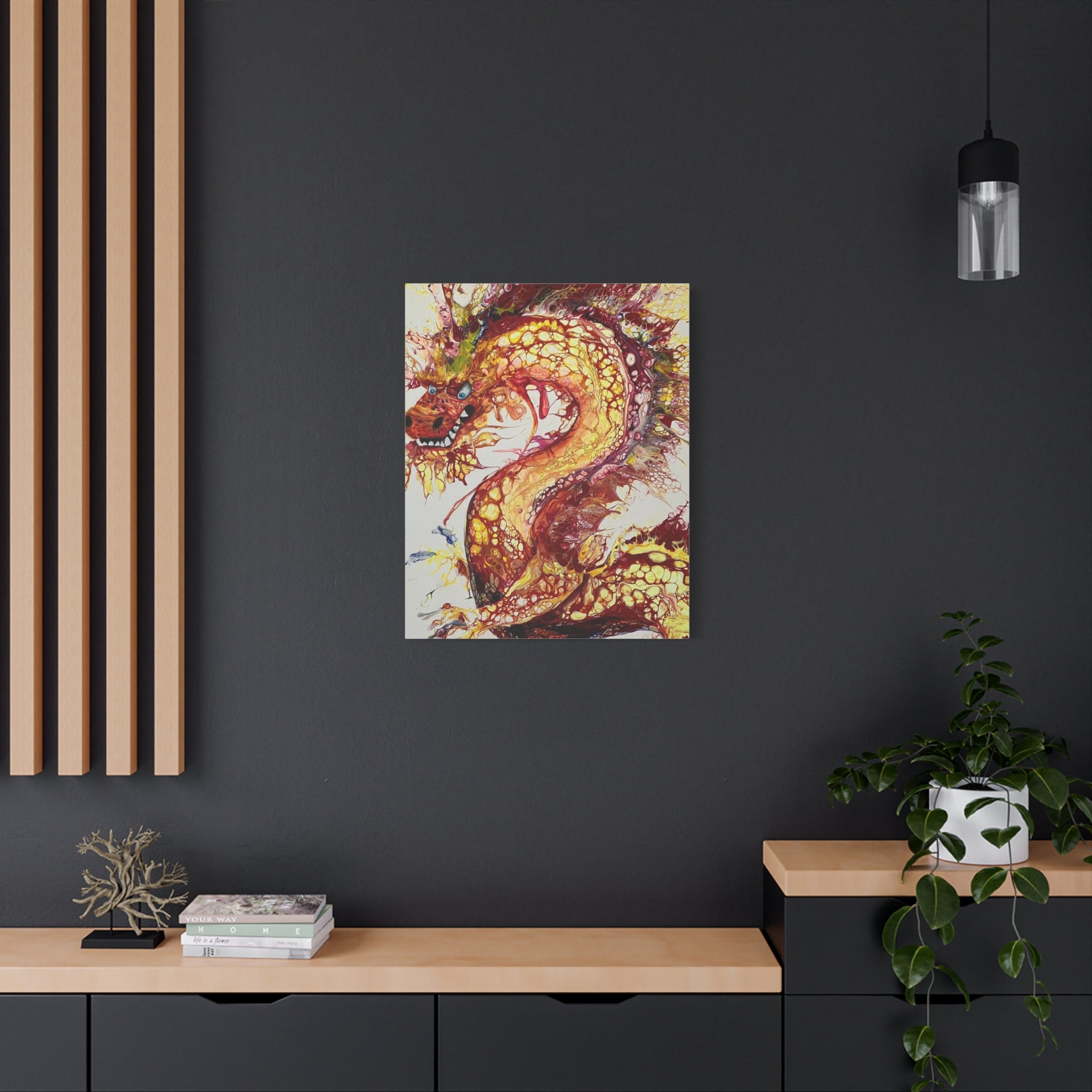 Dragon of Weifang – Fluid Art Drache, moderne Mythologie Leinwanddruck
