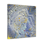Ice Queen – Surreale blaue Frauenkunst | Mystischer Leinwanddruck | Elegante moderne Wanddeko