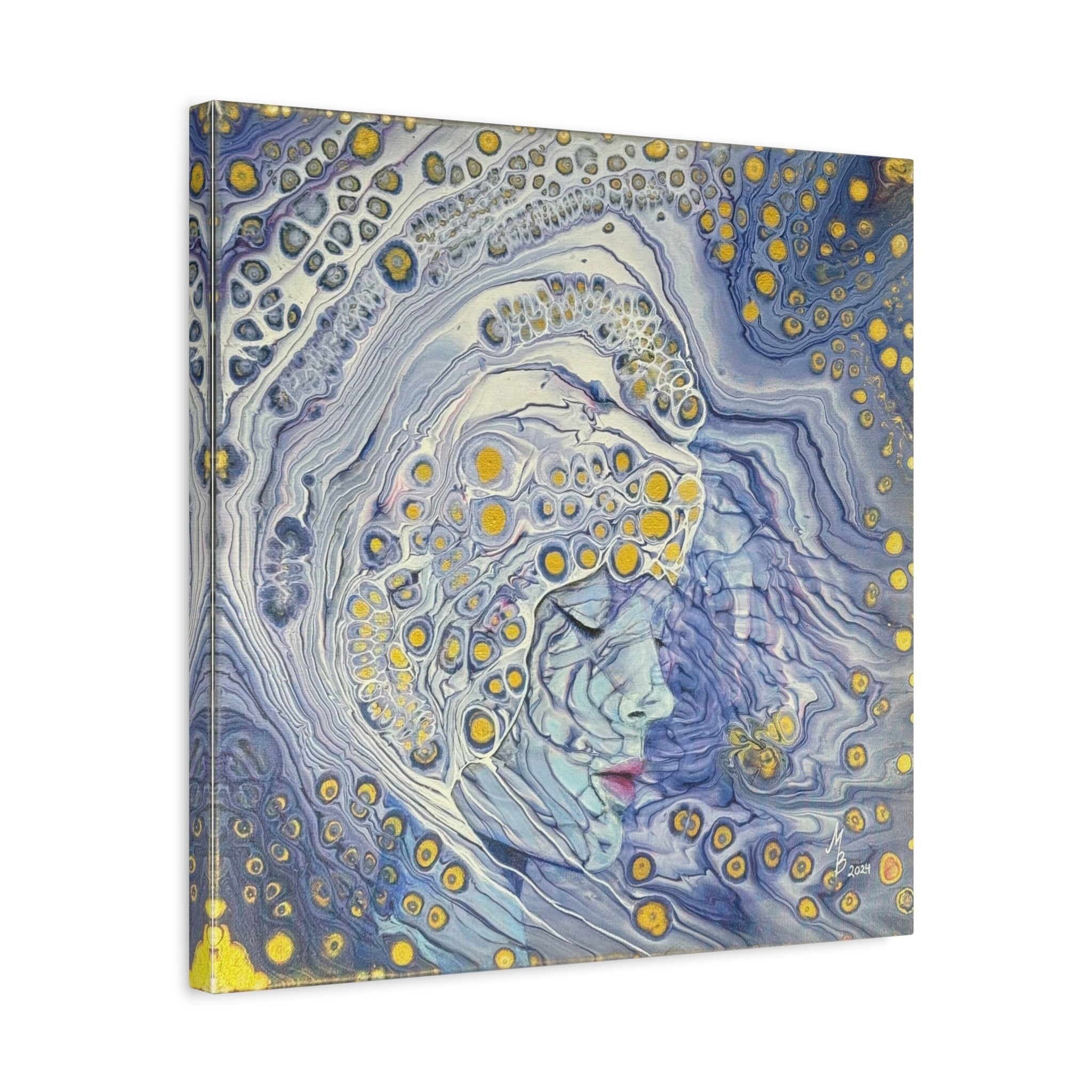 Ice Queen – Surreal Blue Female Art | Mystical Canvas Print | Elegant Modern Wall Decor