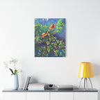 Blumen der Nacht – Ausdrucksstarke Natur in Blau und Orange - Blumenabstrakt Leinwanddruck