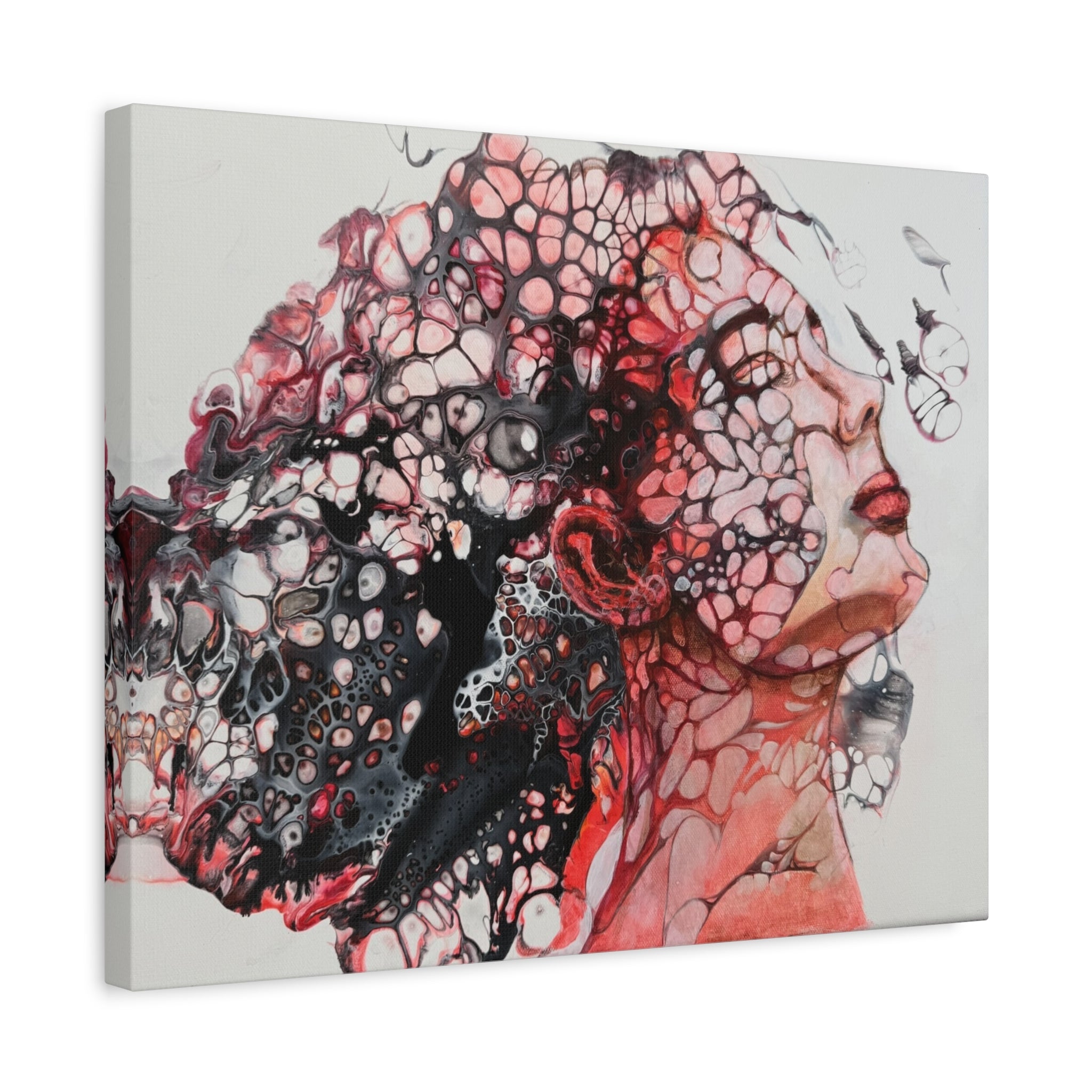 Essence of a Woman – Expressive abstract female art | Red canvas painting | Modern figurative art 