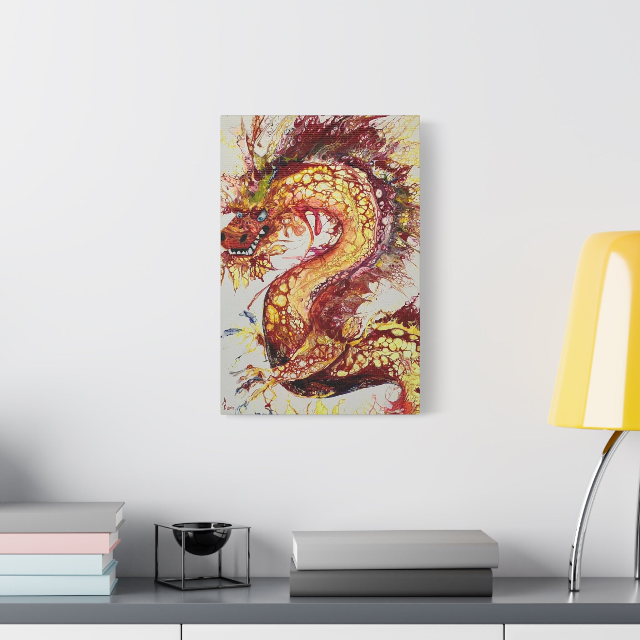 Dragon of Weifang – Fluid Art Dragon, Modern Mythology Canvas Print