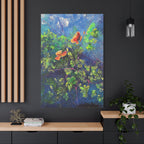 Blumen der Nacht – Ausdrucksstarke Natur in Blau und Orange - Blumenabstrakt Leinwanddruck