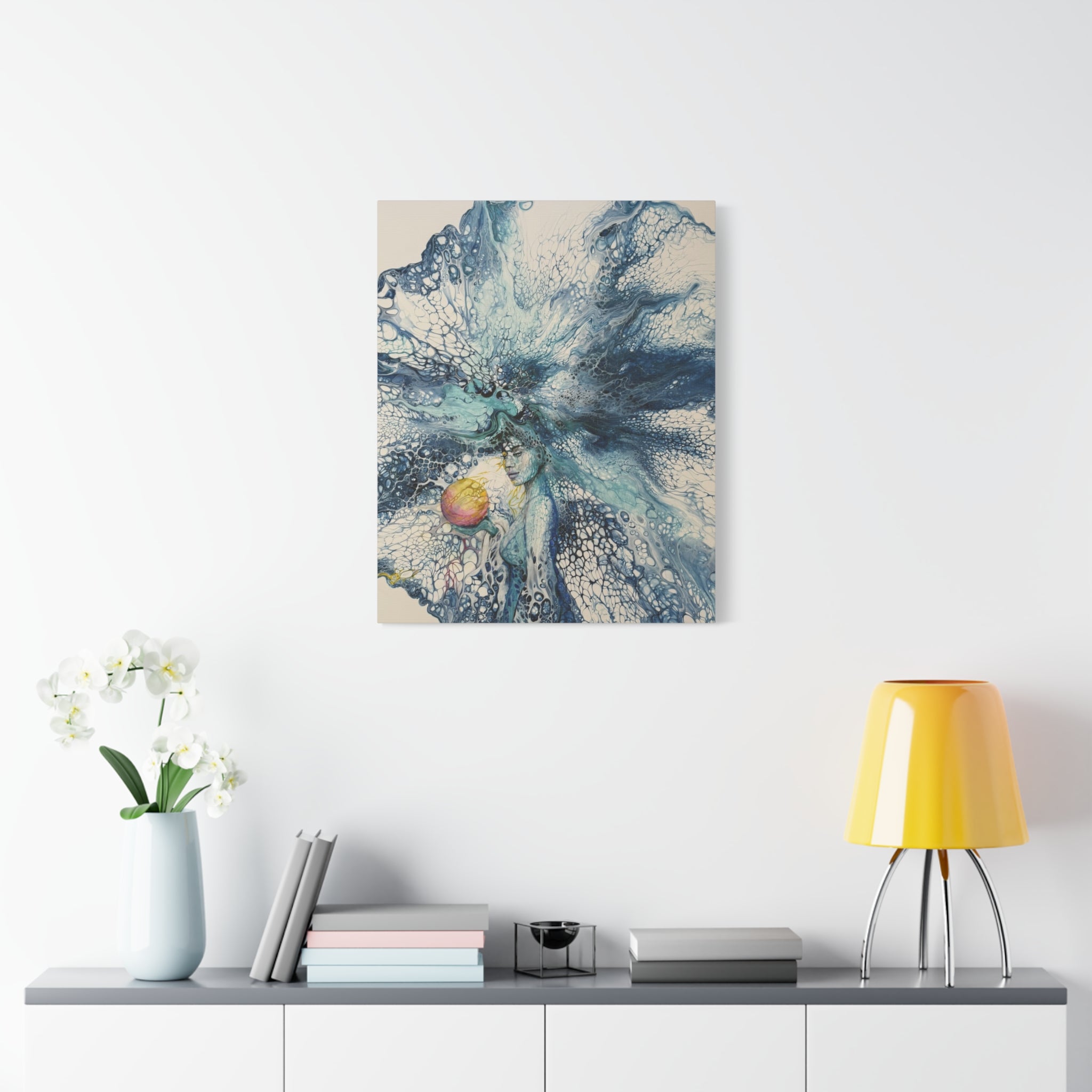The Pearl – Abstract Woman in Acrylic Pouring Canvas Print |
