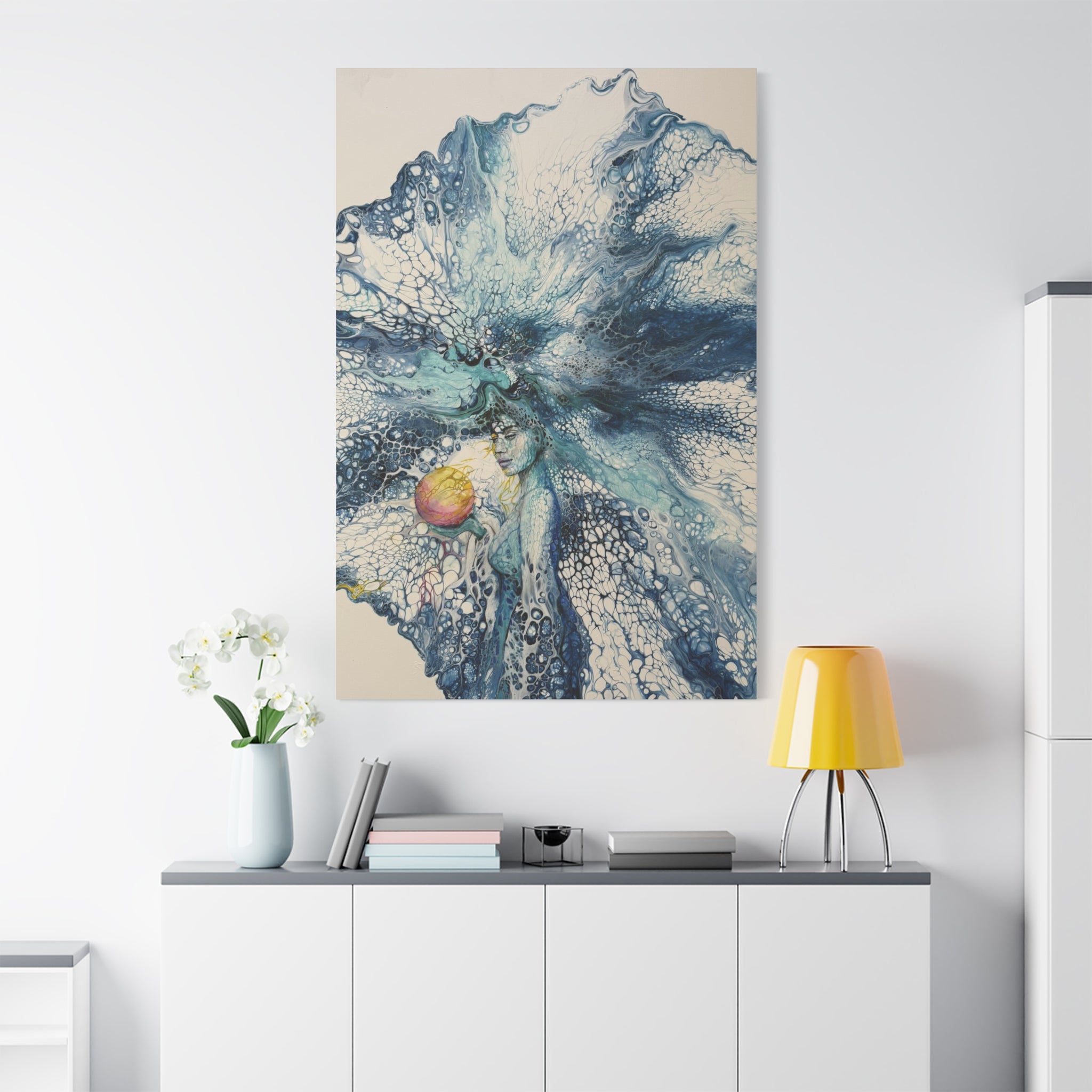 The Pearl – Abstract Woman in Acrylic Pouring Canvas Print |