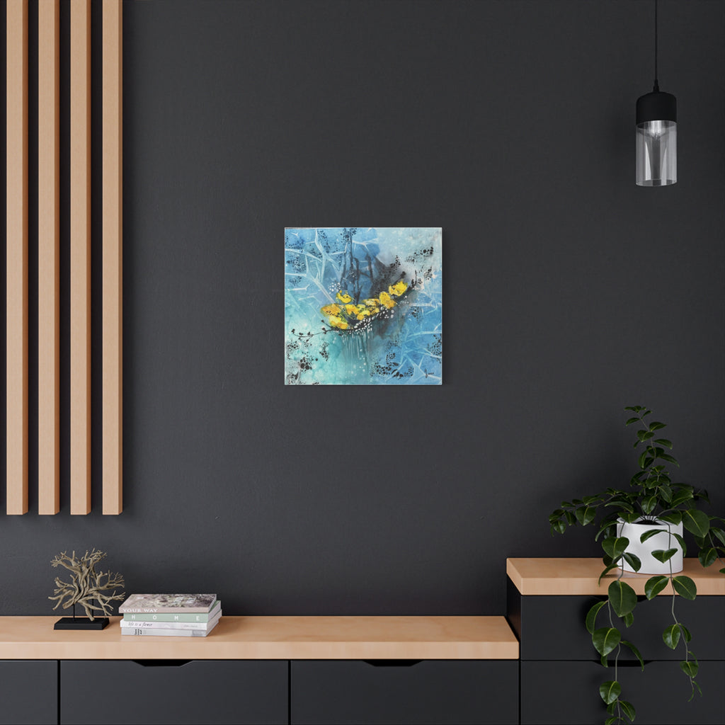 Eisblumen – Abstrakte Winterkunst | Blaues Leinwandbild | Frostige Natur | Ruhige Wanddeko modern