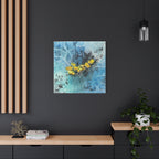 Eisblumen – Abstrakte Winterkunst | Blaues Leinwandbild | Frostige Natur | Ruhige Wanddeko modern