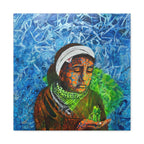 Mädchen mit dem Hologramm – Emotionale moderne Kunst | Abstrakter Leinwanddruck | Tiefgründiges Wandbild