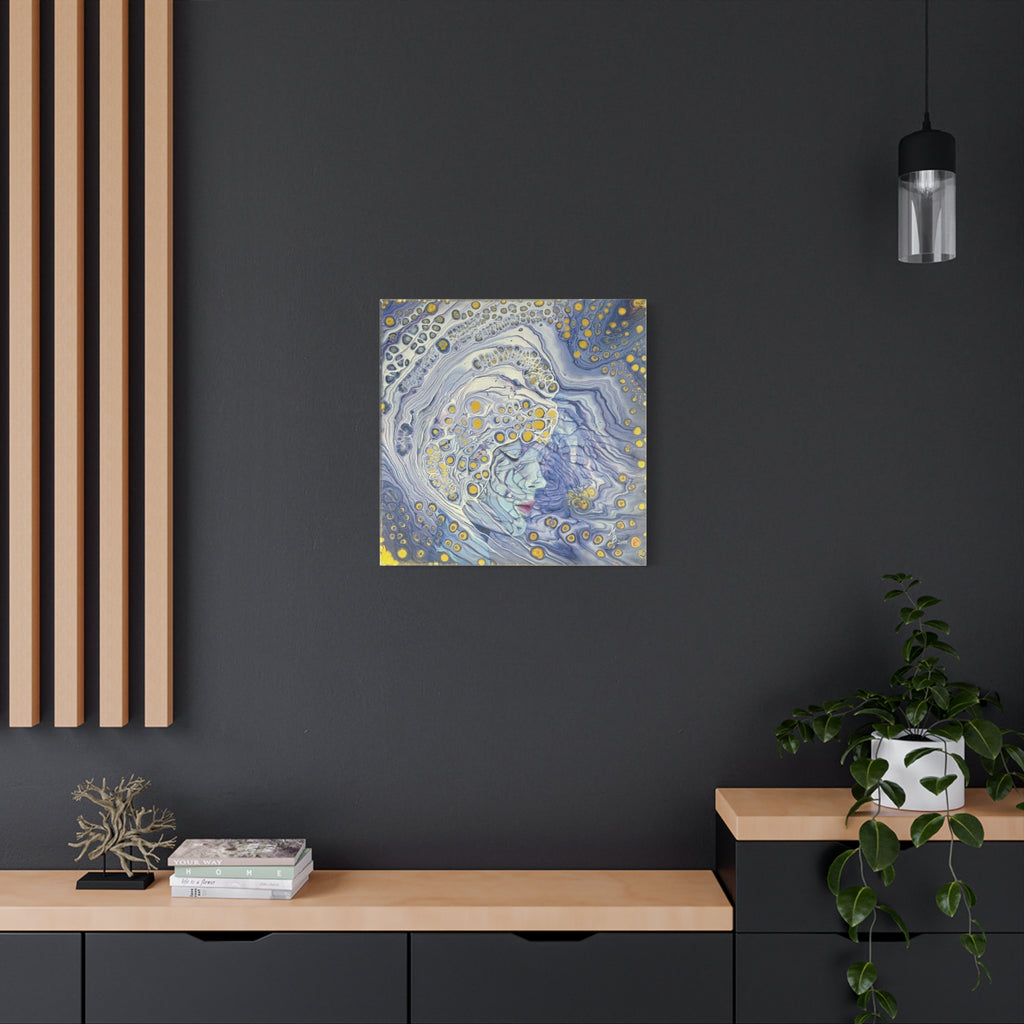 Ice Queen – Surreale blaue Frauenkunst | Mystischer Leinwanddruck | Elegante moderne Wanddeko