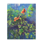 Blumen der Nacht – Ausdrucksstarke Natur in Blau und Orange - Blumenabstrakt Leinwanddruck