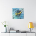 Eisblumen – Abstrakte Winterkunst | Blaues Leinwandbild | Frostige Natur | Ruhige Wanddeko modern