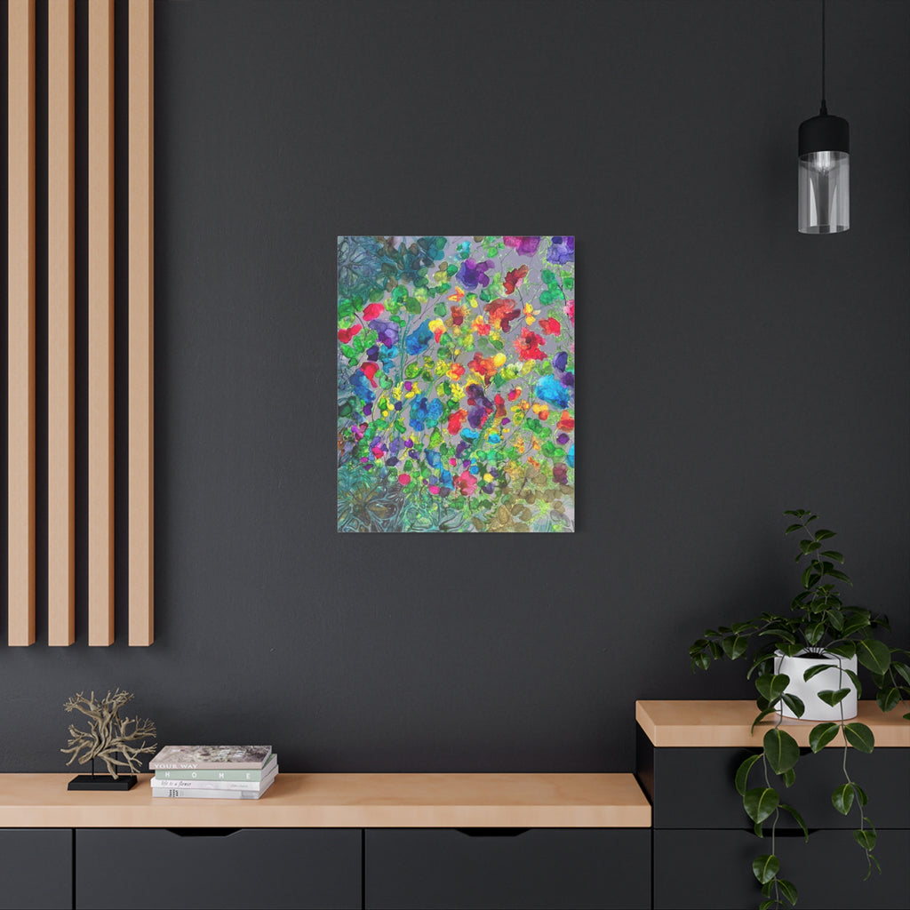 "Blühende Vielfalt" – Abstrakte Blumenpracht Mixed Media  Leinwanddruck | intuitive florale Abstraktion