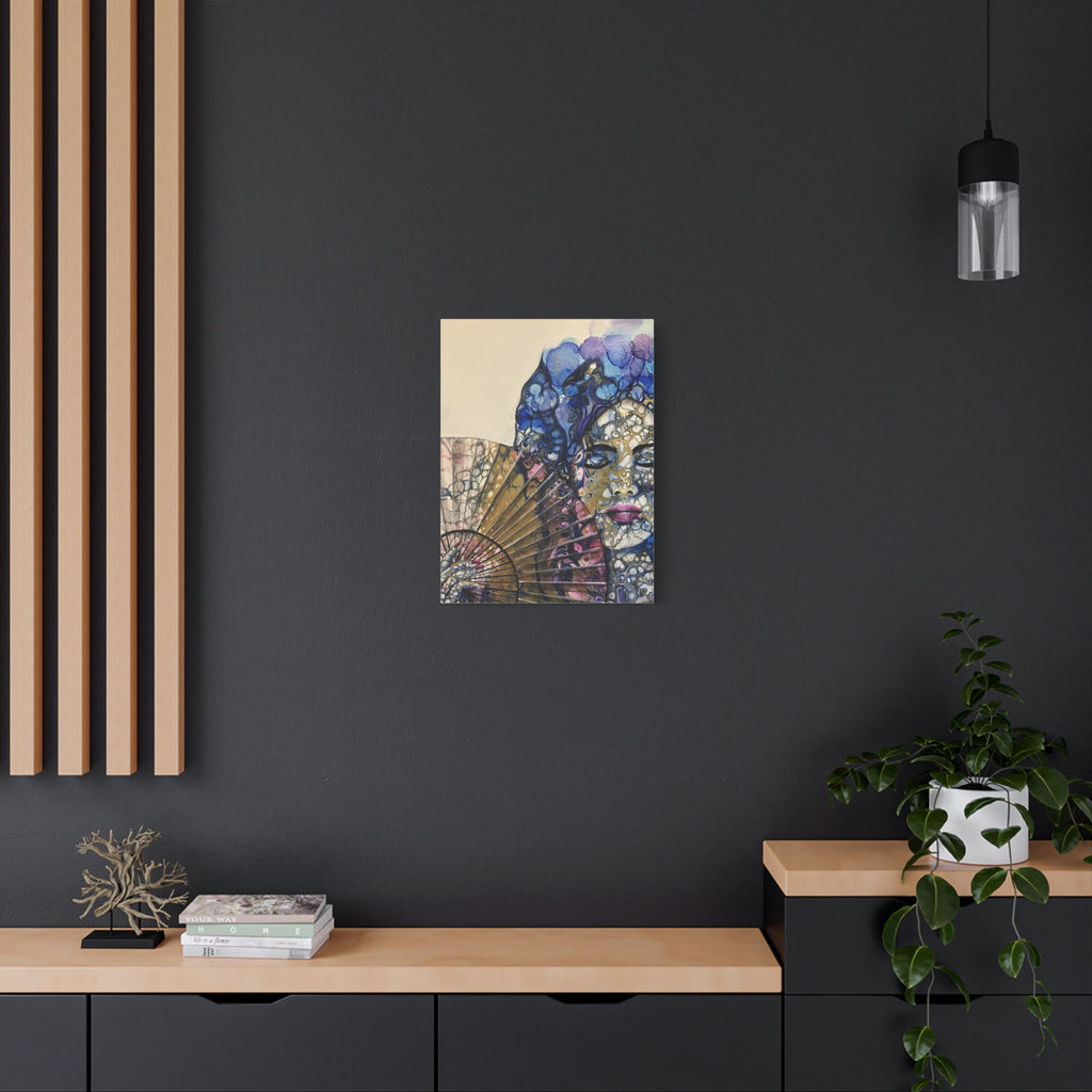The Woman with the Fan - Mysterious Beauty - Portrait with Fan in Abstract Technique