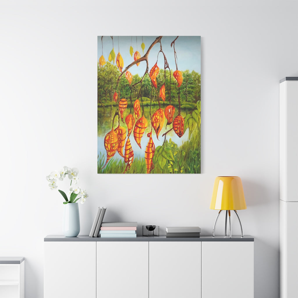 Baum der verbotenen Früchte – Fantasievolle Landschaft mit leuchtenden Früchten / Leinwanddruck