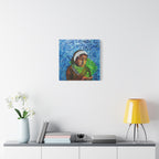 Mädchen mit dem Hologramm – Emotionale moderne Kunst | Abstrakter Leinwanddruck | Tiefgründiges Wandbild
