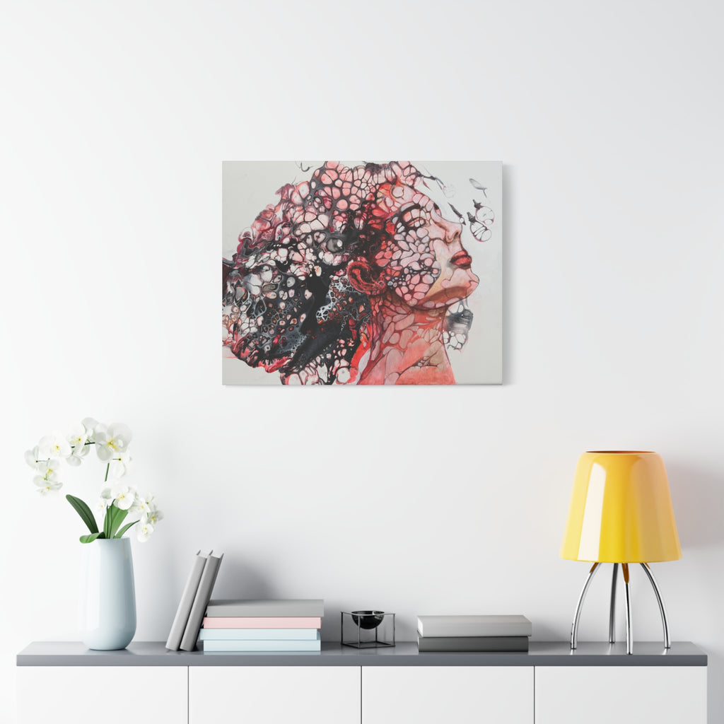Essence of a Woman – Ausdrucksstarke abstrakte Frauenkunst | Rotes Leinwandbild | Moderne Figurative Art