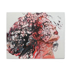 Essence of a Woman – Ausdrucksstarke abstrakte Frauenkunst | Rotes Leinwandbild | Moderne Figurative Art