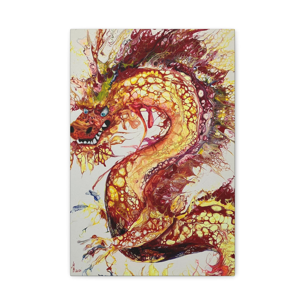 Dragon of Weifang – Fluid Art Drache, moderne Mythologie Leinwanddruck