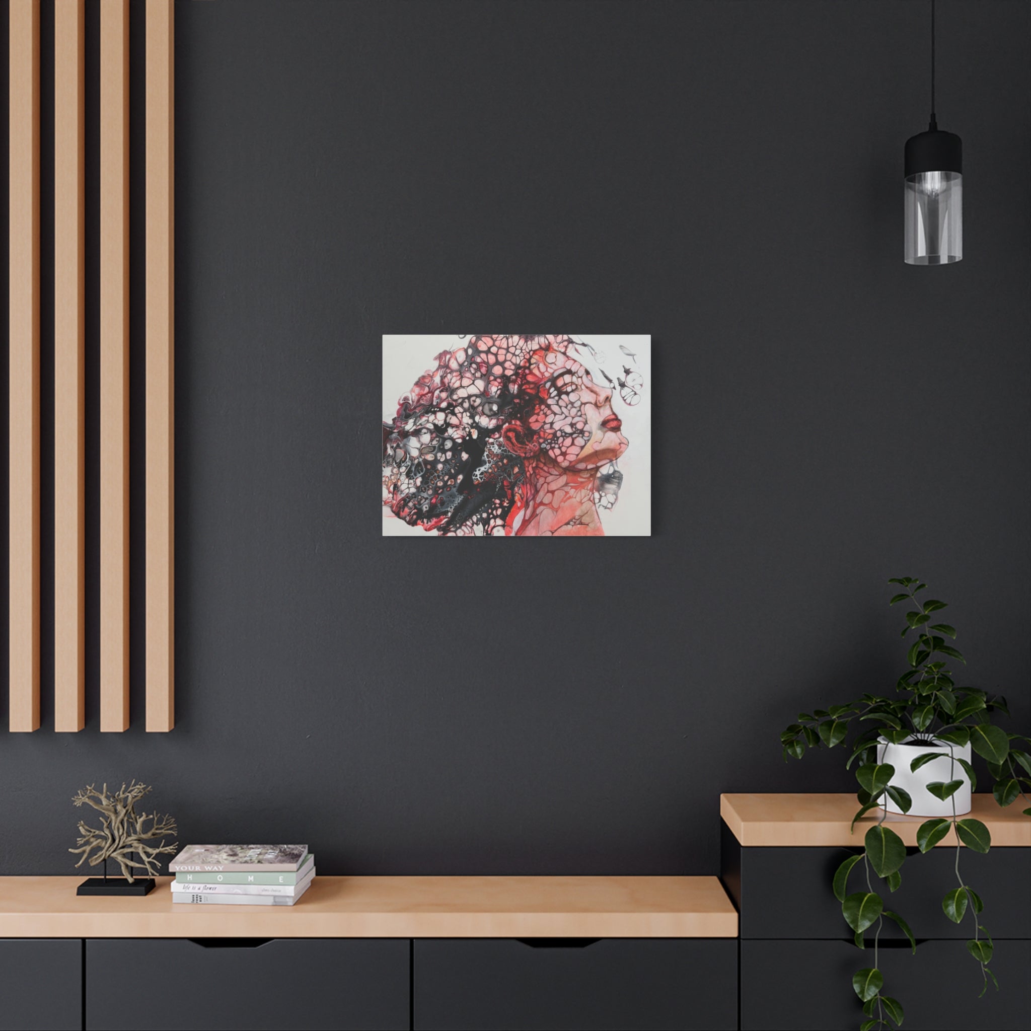 Essence of a Woman – Ausdrucksstarke abstrakte Frauenkunst | Rotes Leinwandbild | Moderne Figurative Art