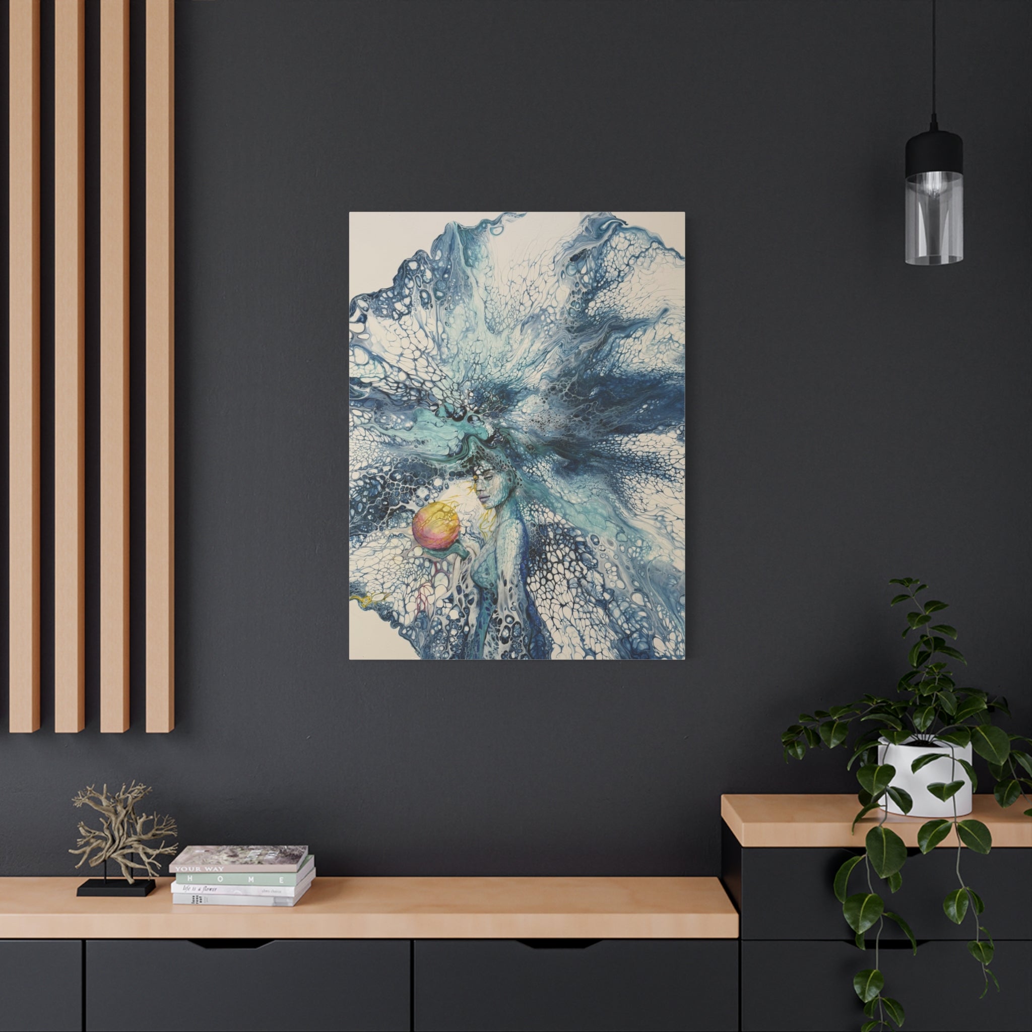 The Pearl – Abstract Woman in Acrylic Pouring Canvas Print |