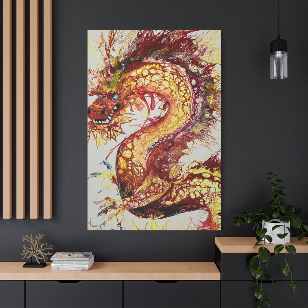 Dragon of Weifang – Fluid Art Drache, moderne Mythologie Leinwanddruck