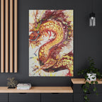 Dragon of Weifang – Fluid Art Drache, moderne Mythologie Leinwanddruck