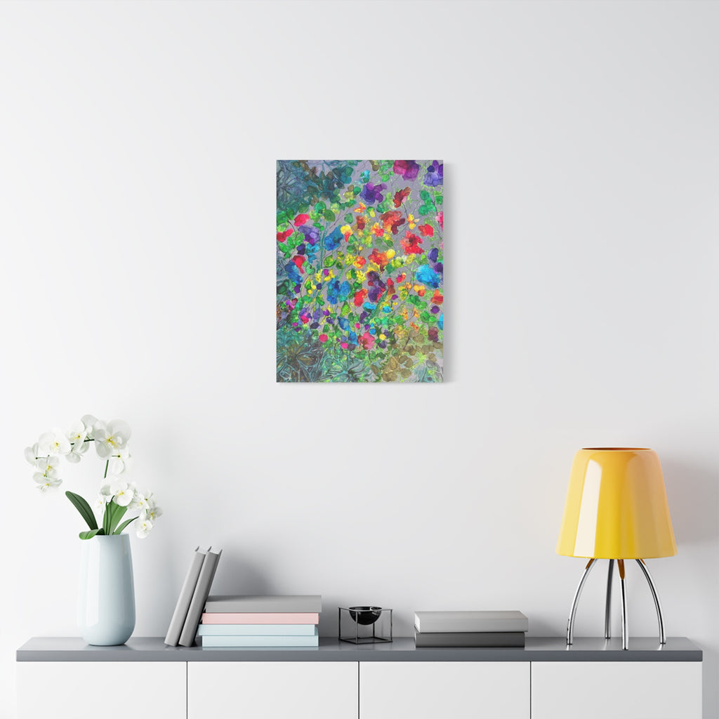 "Blühende Vielfalt" – Abstrakte Blumenpracht Mixed Media  Leinwanddruck | intuitive florale Abstraktion