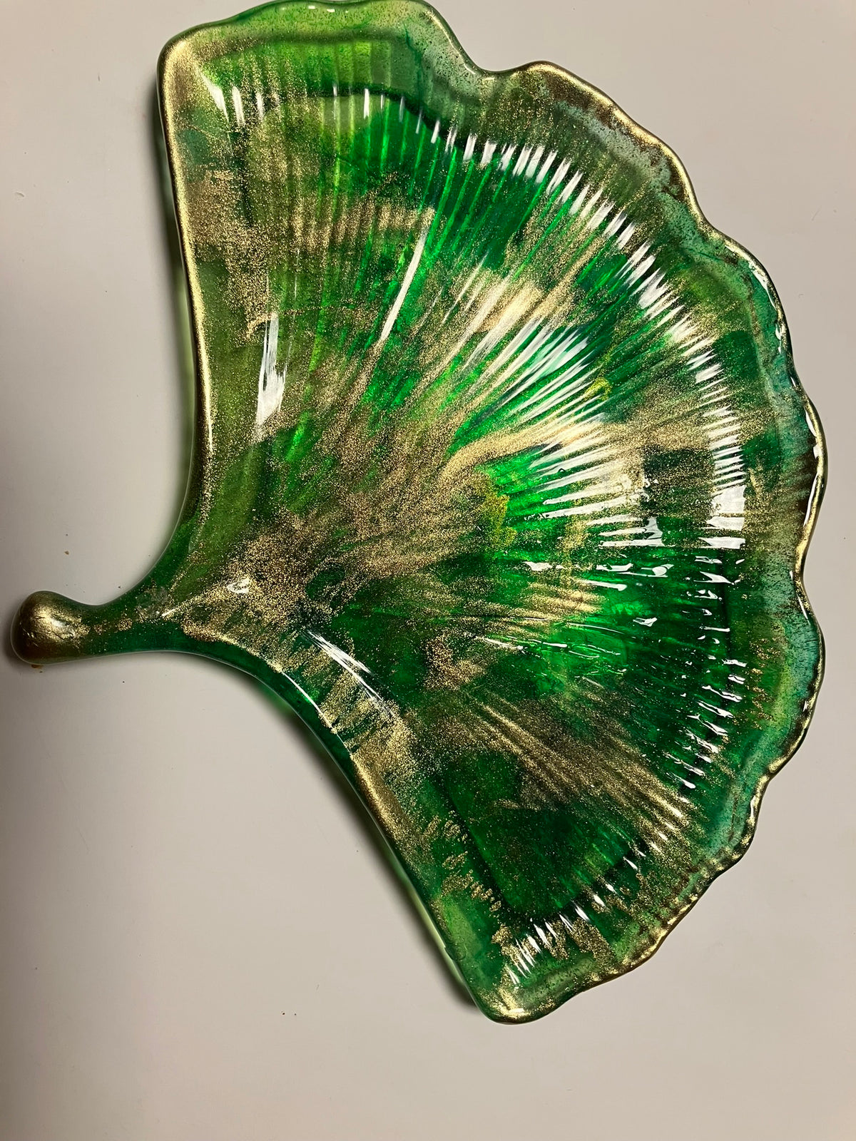 Dekoschale Ginkgo aus Resin – handgefertigtes Unikat
