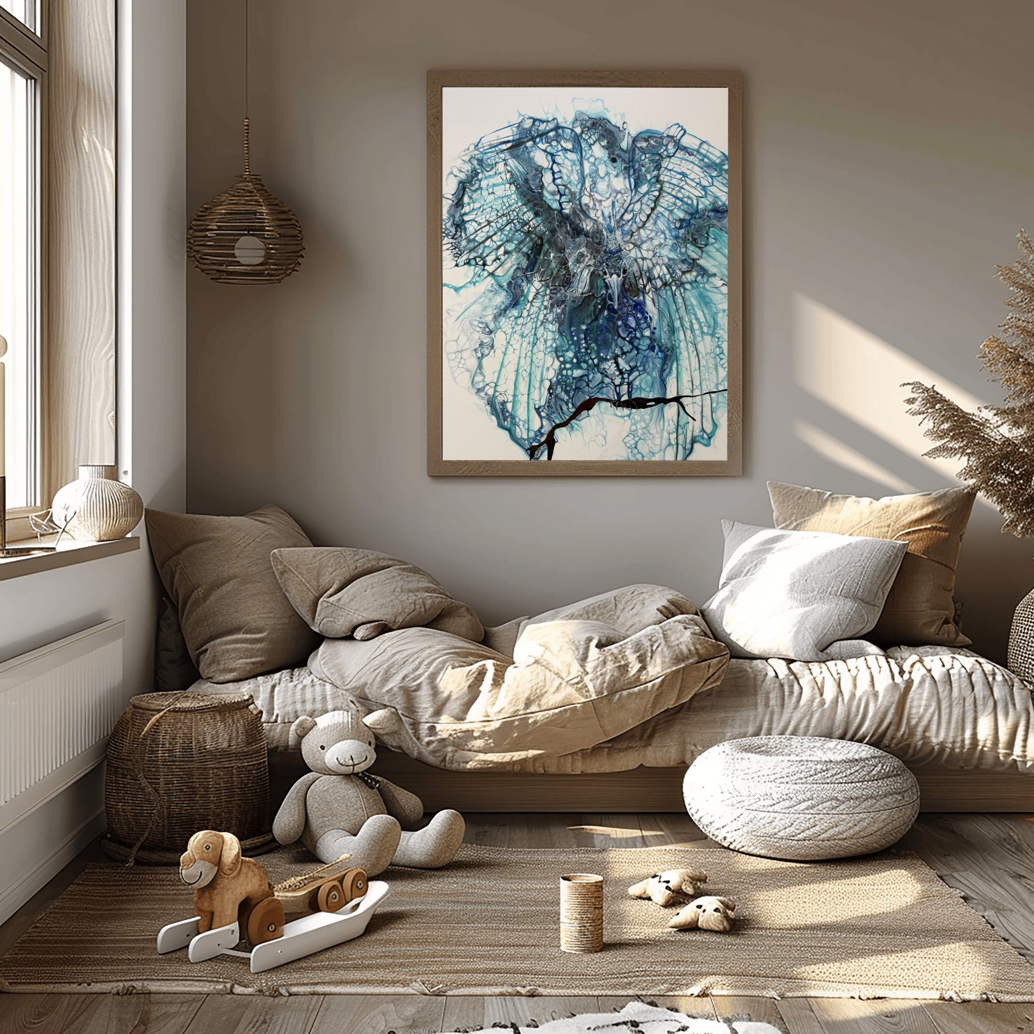 Phoenix – Abstract Bird in Blue | Powerful Modern Art | Spiritual Canvas Print | Ascension &amp; Renewal