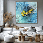 Eisblumen – Abstrakte Winterkunst | Blaues Leinwandbild | Frostige Natur | Ruhige Wanddeko modern