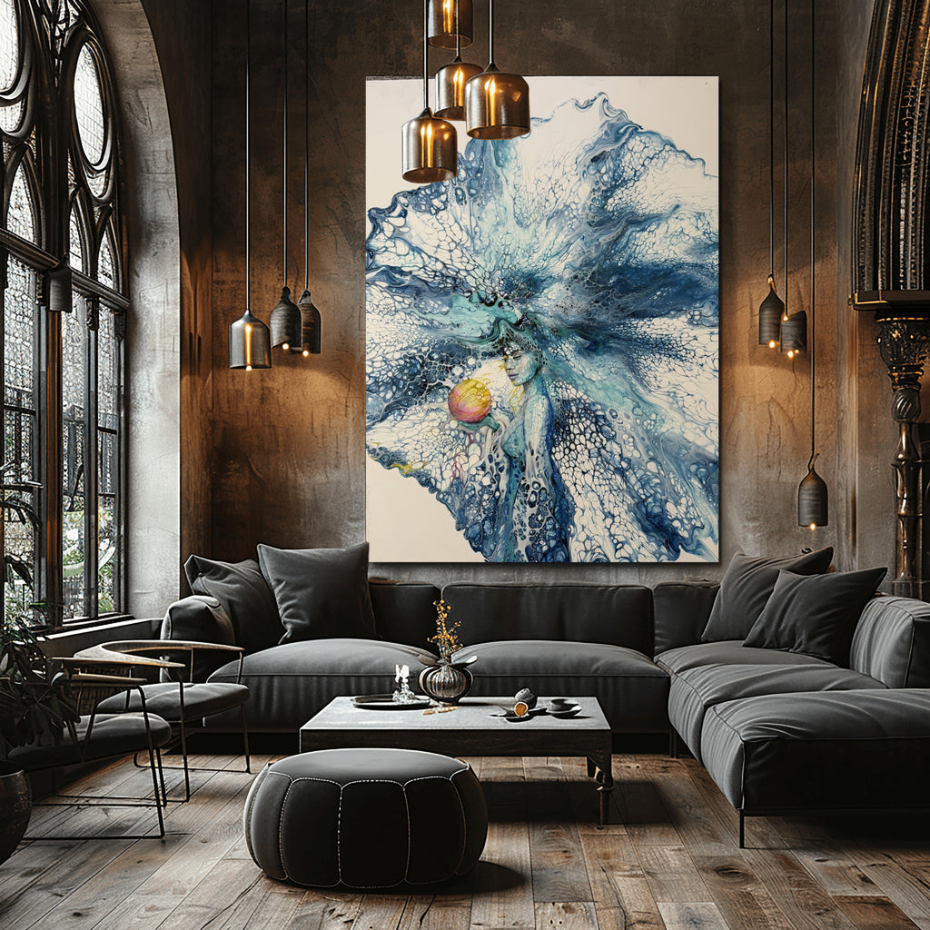 The Pearl – Abstract Woman in Acrylic Pouring Canvas Print |