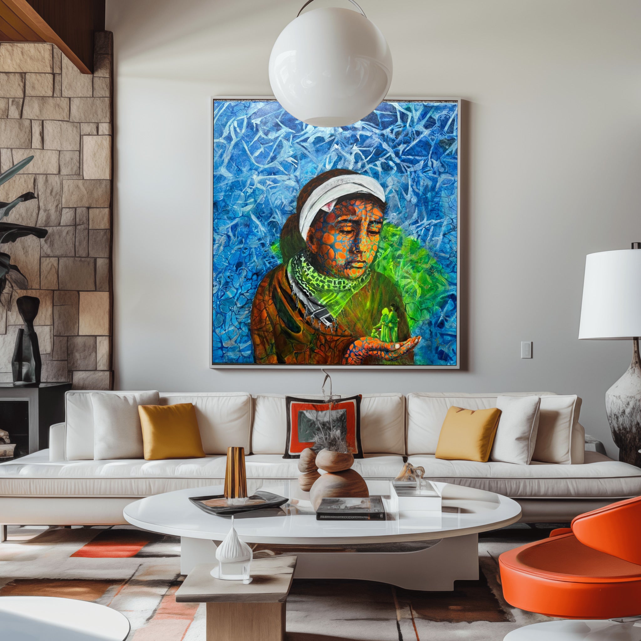 Girl with the Hologram – Emotional Modern Art | Abstract Canvas Print | Profound Wall Art