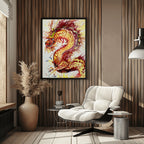 Dragon of Weifang – Fluid Art Drache, moderne Mythologie Leinwanddruck